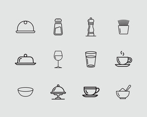 Specialty and Serving Tools Outline Icons for Kitchen Use