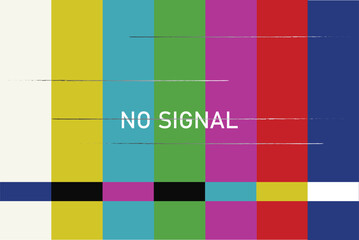 Tv screen no signal vector. Technical Difficulties screen tv color bars . Vector illustration. eps 10