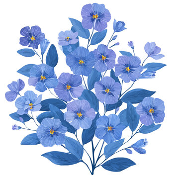 A hand drawn Simple flat 2D illustration of Vibrant periwinkle plant Collection isolated on a white background, vector icon set, simple design in a flat design, simple 2D illustration, EPS format