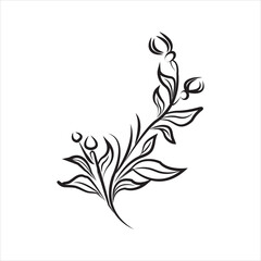 Minimal botanical leaf line art vector. Tattoo flower icon. simple botanical line drawings featuring delicate leaves and branches, ideal for logos, tattoos, invitations, and modern decor.eps10