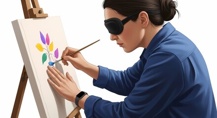 Visually Impaired Woman Unleashes Creativity, Painting a Vibrant, Colorful Abstract Design