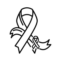 Outline of a cancer awareness ribbon with a smaller ribbon