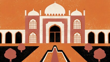 Minimalist Indian Palace Illustration