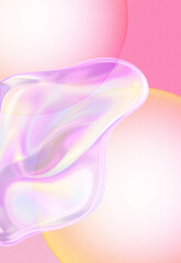 Abstract close up of soft pastel bubbles and iridescent liquid shapes against a pink gradient background, creating a dreamy ethereal composition for design and wellness visuals