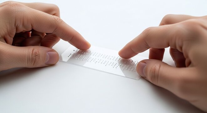 Hands carefully manipulate a transparent, flexible strip showcasing dense, incredibly tiny printed text, highlighting advanced micro-printing technology