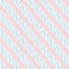 Diagonal striped fabric pattern with subtle repeating slanted ocean wave shapes in pastel pink and light blue