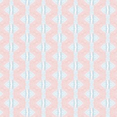 Vertical column ornamental pattern of tablecloth in pastel pink and light blue with a fibrous woven fabric impression