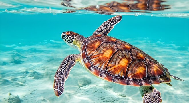 Tortuga marina en la playa, puesta de sol, fotograf&iacute;a cinematogr&aacute;fica de vida silvestre