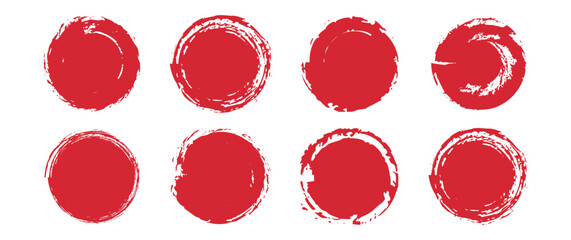 Red grunge circle set. Paint brush stamp collection. Vector brush circle. Red grunge circle stamp. circle stamp. Vector illustration. EPS 10