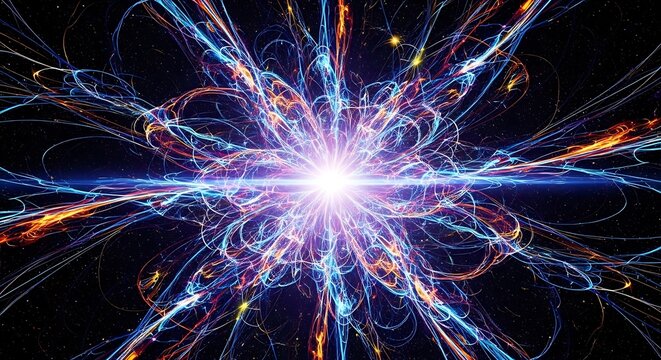 Abstract energy burst dynamic light and particle illustration