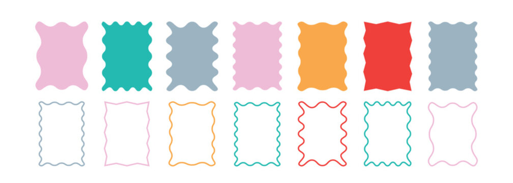 Set of zigzag frame, postage stamps with empty paper design, Zigzag edge and scallop edge. Colorful zigzag frame. Rectangle shape frame with zigzag edge. Vector EPS 10.