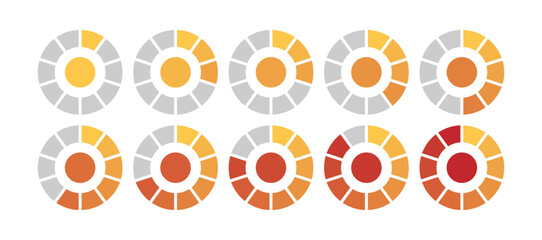 Loading circles and progress infographics isolated on a white background