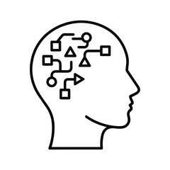Human head silhouette with abstract network inside icon