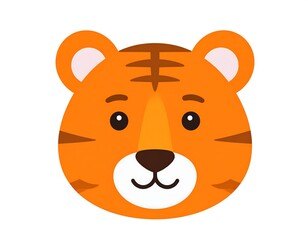 Cartoon-style tiger face with big eyes and orange fur