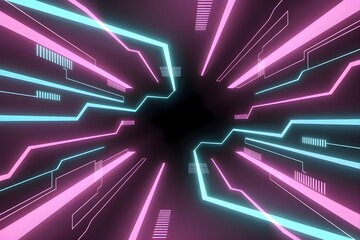 Synthwave Circuitry: Glowing electronic pathways and energized strokes creating a cool, retro-futuristic music video background.