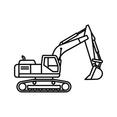 Line art illustration of an excavator