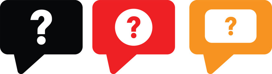 question box icon set. Ask mark sign. Inquiry and help desk signs. Help and Support Icons
