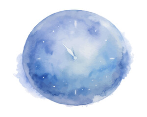 Watercolor Clock showing midnight vector illustration 