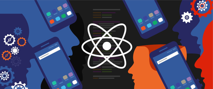 React Native Mobile App Development Concept Illustration