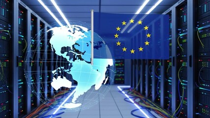 Dynamic EU data center showcases global connectivity and innovation powering digital infrastructure 4k high quality footage - Powered by Adobe