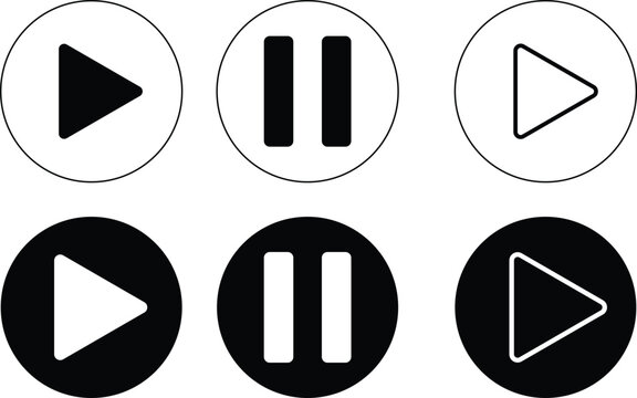 media player button icon. play and pause buttons icon. Social media elements. Digital player monochrome progress bar for music