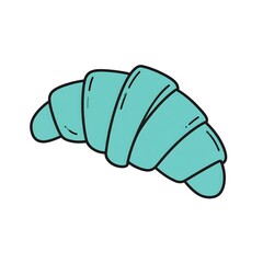 Cartoon-style turquoise croissant on a white background, isolated