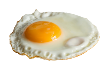 single sunny side up fried egg with a bright yellow yolk  . Isolated on transparent background, png
