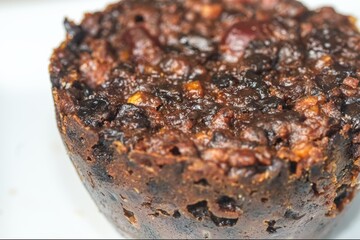 close up of christmas pudding