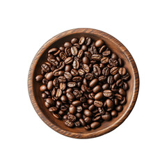 Fototapeta premium Fresh roasted coffee beans showcased in a wooden bowl, perfect for brewing