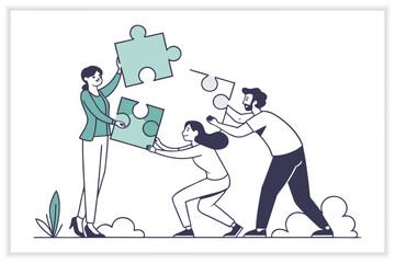 Business Teamwork Illustration Set Collaboration, Office Meeting, Leadership, and Corporate Success Concepts
