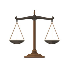 Vector illustration of an ornate balance scale isolated on a white background