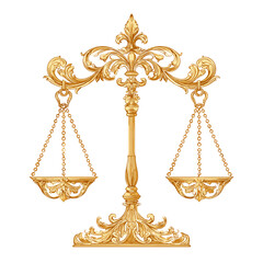 Vector illustration of an ornate balance scale isolated on a white background