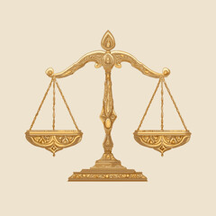 Vector illustration of an ornate balance scale isolated on a white background