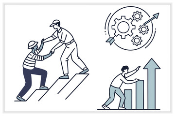 Business Teamwork Illustration Set Collaboration, Office Meeting, Leadership, and Corporate Success Concepts