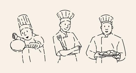 Simple Chef Line Art Vector Bundle for Restaurant, Cooking, and Culinary Design