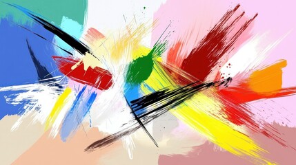 Vibrant abstract painting with bold brushstrokes.