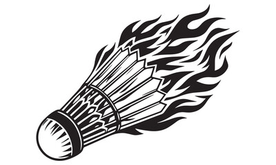 Flaming Shuttlecock Vector – Badminton Fire Design Illustration