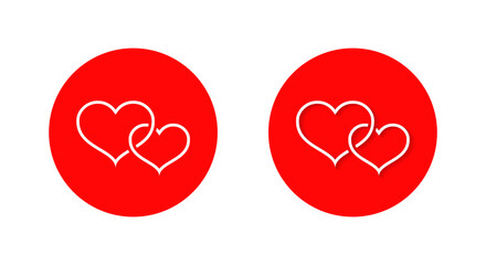 Double heart icon with shadow. Love and relationship symbol