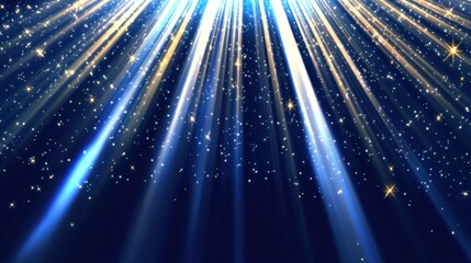 Radiant beams of light with glittering particles.