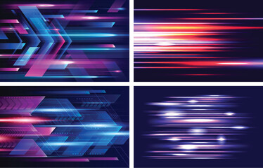 Futuristic Speed Motion Abstract Background Set
