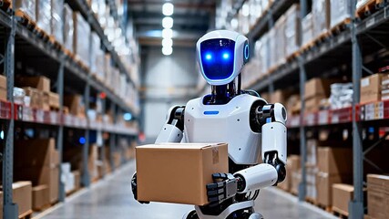 Warehouse Robot Handling Package - Powered by Adobe