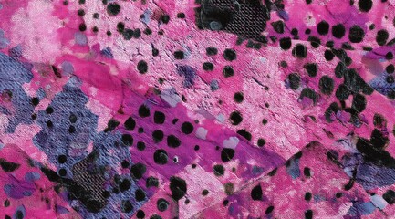A digital art piece featuring an abstract pattern of pink, purple, and navy blue colors, with an appearance reminiscent of a camouflage print.