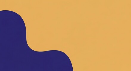 Abstract fluid shapes in contrasting blue and ochre colors creating a modern organic background.