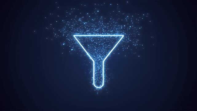 Digital Data Funnel &ndash; Futuristic Blue Particle Animation for Tech and Marketing