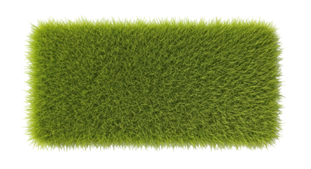 Isolated lush green grass rectangular patch for landscaping and model railway dioramas use