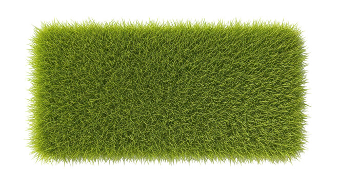 Isolated lush green grass rectangular patch for landscaping and model railway dioramas use