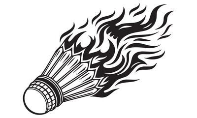 Flaming Shuttlecock Vector – Badminton Fire Design Illustration