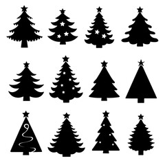 Christmas Tree and Holiday Season Silhouette Set