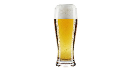 Isolated tall glass of beer with head, fresh and refreshing, a celebratory drink option