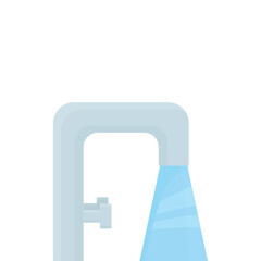 A faucet with a stream of water isolated on a white background. Clean water flows from the tap. Water supply.